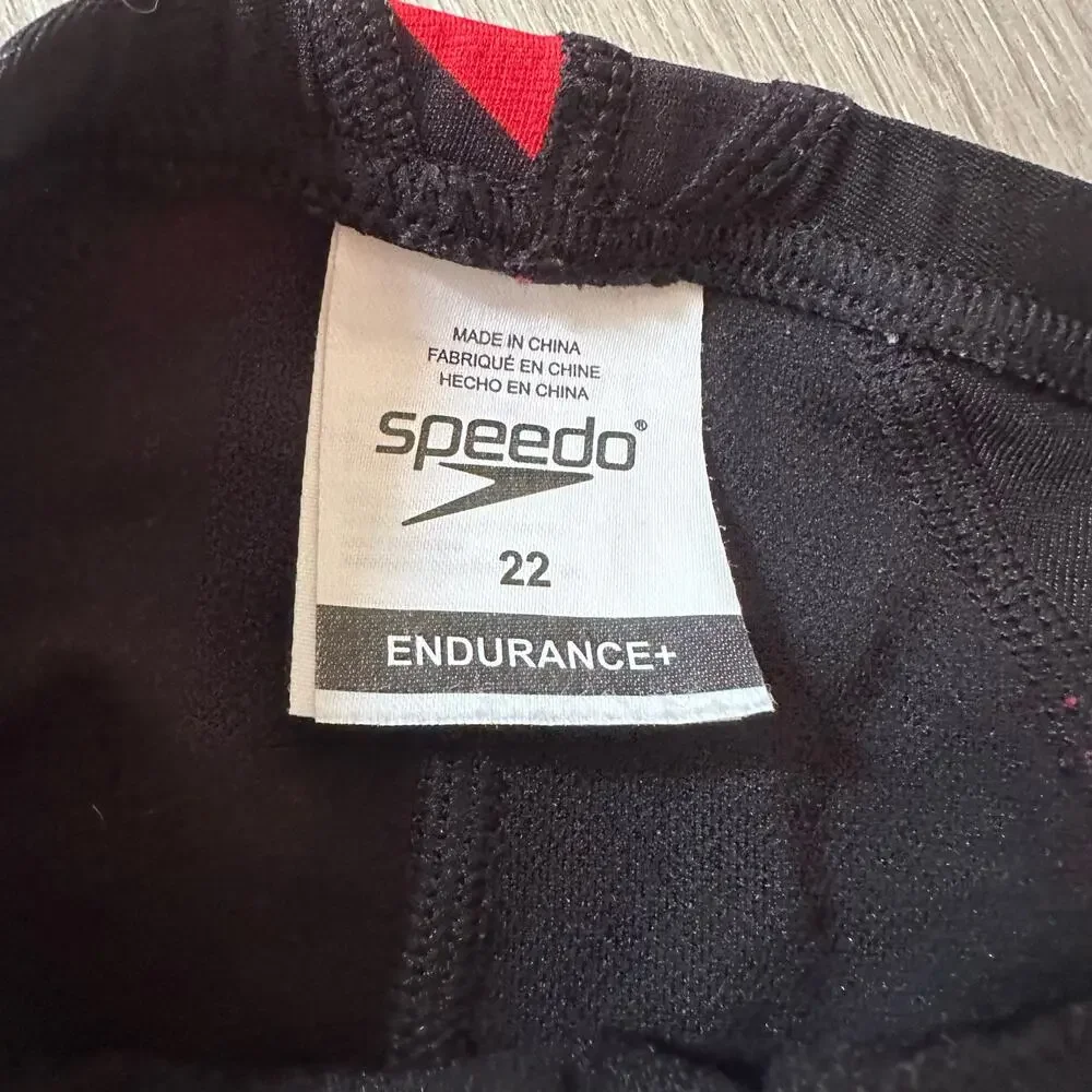 Speedo Black Red Gray Swim Jammers Shorts Swimsuit Racing Suit Boys 22 Endurance